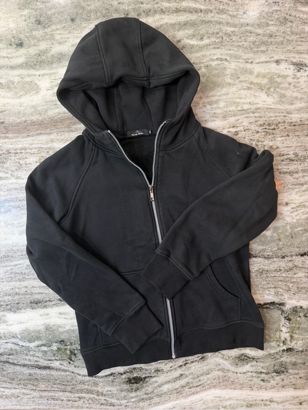 Trendy Queen Black Zip-Up Hoodie Sweatshirt
Size Medium